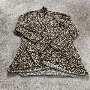 Lane Bryant Cardigan Womens 22/24 Brown Leopard Long Sleeve Open Cover Up Casual